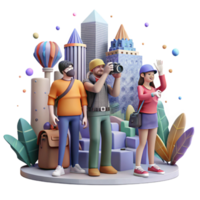 stunning modern Group of Tourists Taking Photos in City Cutout Element high quality png