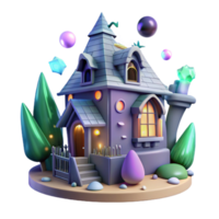 vibrant modern Haunted House Transparent Background with Spooky Glow original png