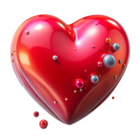 vibrant minimalist Heart Shape Red Glossy Transparent Cutout high resolution png