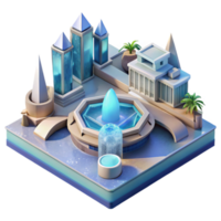 elegant creative High Angle View Water City Plaza Isolated on Transparent Background authentic png