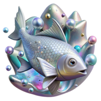 impressive creative Holographic Fish with Silver Scales Isolated Element genuine png