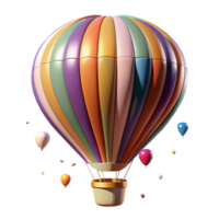stunning creative Hot Air Balloon Transparent Background with Colorful Stripes detailed png