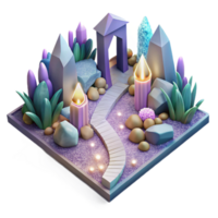 extraordinary vintage Isometric View Healing Garden Path Isolated high resolution png