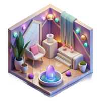 impressive abstract Isometric View Healing Spa Room Isolated genuine png
