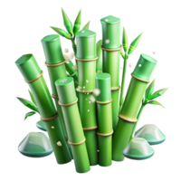 serene artistic Jade Green Bamboo Stalks Isolated Element with Transparent Background and Natural Texture original png