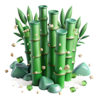 extraordinary rustic Jade Green Bamboo Stalks Isolated Element with Transparent Background and Natural Texture premium png