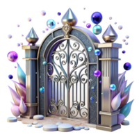 serene contemporary Iron Gate Transparent Background with Ornate Design high quality png