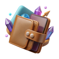 vibrant artistic Leather Wallet Open View Transparent Background high quality png