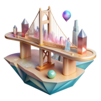 extraordinary contemporary Low Angle Water City Bridge Isolated on Transparent Background authentic png