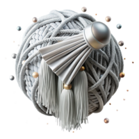 extraordinary minimalist Macrame Silver Thread Isolated with Fringe Detail high quality png