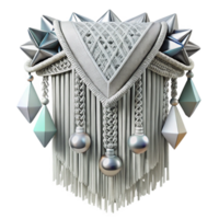 serene rustic Macrame Silver Thread Isolated with Fringe Detail png