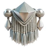 impressive modern Macrame Silver Thread Isolated with Fringe Detail professional png