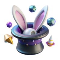 impressive vintage Magic Hat Cutout with Rabbit Ears Inside Isolated png