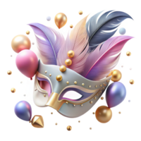impressive abstract Masquerade Mask with Feather Detail Transparent Background detailed png