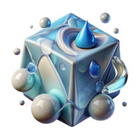 dramatic classic Melting Ice Cube Transparent Background with Water Droplets authentic png
