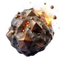 beautiful classic Meteorite Fragment Isolated with Burned Surface authentic png