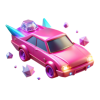 magnificent minimalist Neon Pink Flying Car Isolated on Transparent Background high quality png