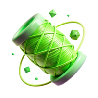 serene vintage Neon Green Thread Cutout Transparent Background Glowing png