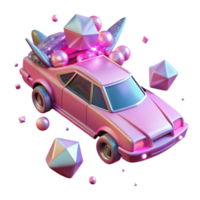 vibrant abstract Neon Pink Flying Car Isolated on Transparent Background original png