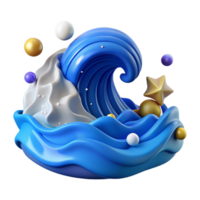 serene modern Ocean Waves Rolling Isolated Element with Blue Water authentic png