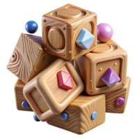 stunning abstract Old Wooden Toy Blocks with Alphabet Letters Transparent Background high resolution png