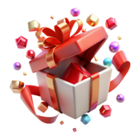 wonderful rustic Open Box Gift Wrapped Red Ribbon Transparent Background authentic png