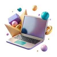elegant modern Open Laptop Cutout with Blank Screen high resolution png