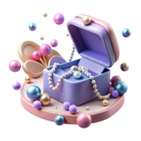 serene abstract Open Jewelry Box Pearl Necklace Transparent Background authentic png