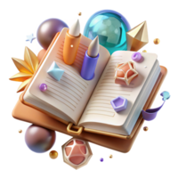 impressive traditional Open Diary with Handwritten Entries Cutout Element premium png