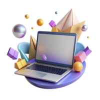 serene rustic Open Laptop with Blank Screen Isolated genuine png