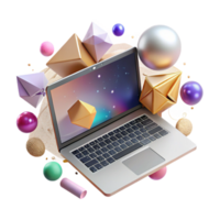 wonderful vintage Open Laptop Top View Cutout Transparent Background detailed png