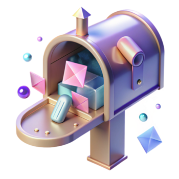 elegante abstrato aberto caixa de correio cartas dentro transparente fundo Alto resolução png