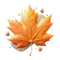 impressive contemporary Orange Maple Leaf with Veins Isolated on White professional png