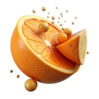 dramatic artistic Orange Slice with Pulp Texture Isolated high resolution png