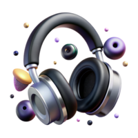 serene abstract Pair of Headphones Black and Silver Isolated Cutout high resolution png