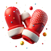 dramatic traditional Pair of Mittens Red and White Knitted Isolated Cutout authentic png