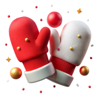 magnificent vintage Pair of Mittens Red and White Knitted Isolated Cutout high quality png