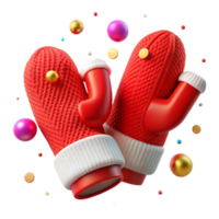 vibrant minimalist Pair of Mittens Red and White Knitted Isolated Cutout professional png