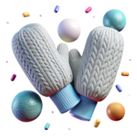 dramatic rustic Pair of Mittens with Knitted Texture Transparent Background original png