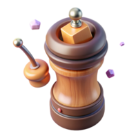 serene abstract Pepper Grinder Side View with Wooden Handle Isolated detailed png