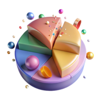 vibrant vintage Pie Chart Sliced Sections Colorful Transparent Background professional png