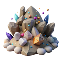 vibrant minimalist Pile of Rocks Transparent Background with Rough Texture genuine png