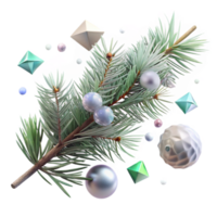 impressive artistic Pine Branch with Needles Snow Covered Isolated authentic png
