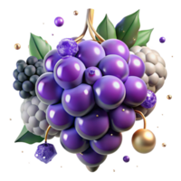 serene vintage Purple Grape Cluster Hanging Down Isolated png