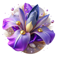 elegant traditional Purple Iris Flower Close Up Isolated genuine png