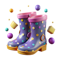vibrant classic Rain Boots with Polka Dots Isolated Element authentic png