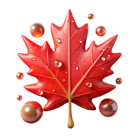 elegant minimalist Red Maple Leaf with Texture Transparent Background png
