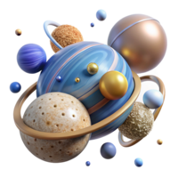 beautiful abstract Rotating Planets Transparent Background with Orbital Paths high resolution png