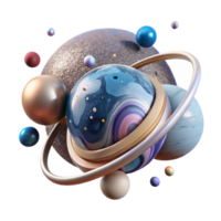 impressive artistic Rotating Planets Transparent Background with Orbital Paths high resolution png