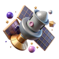 dramatic modern Rotating Satellite Isolated Element with Solar Panels high quality png